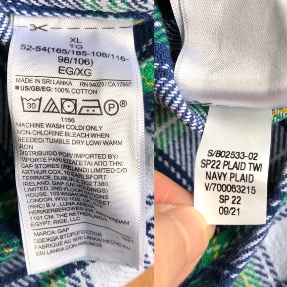 NEW GAP Plaid Shirt Long Sleeve Navy XL Men’s - Picture 6 of 16